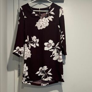 Mini mauve with white flowers Print Dress
